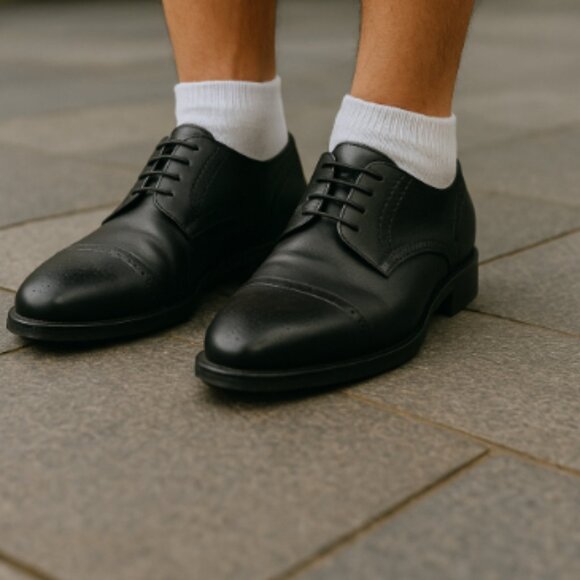 Sandro Moscoloni Men’s Wingtip Oxford Shoes Sz 12 Black Leather Lace Up - Picture 8 of 14